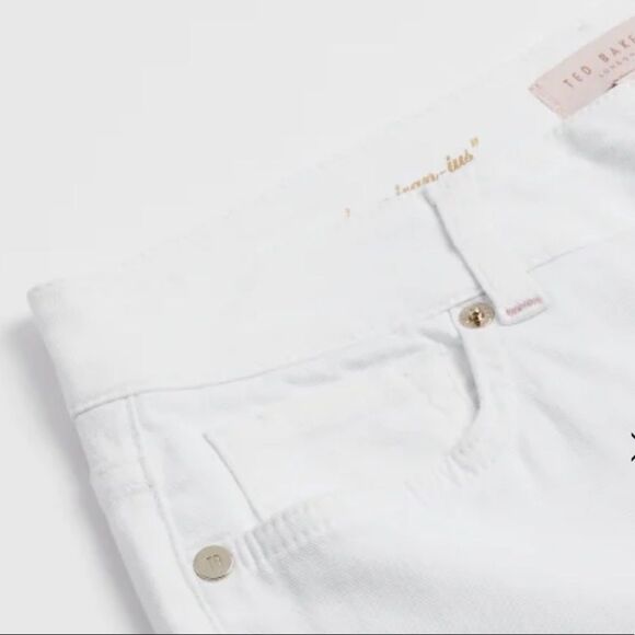 TED
BAKER Gold Bead Embroidered Hem Lillya Dainty Studded Jean retail $175 NWT - Picture 7 of 15